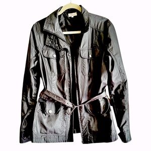 Black waxed cotton biker jacket